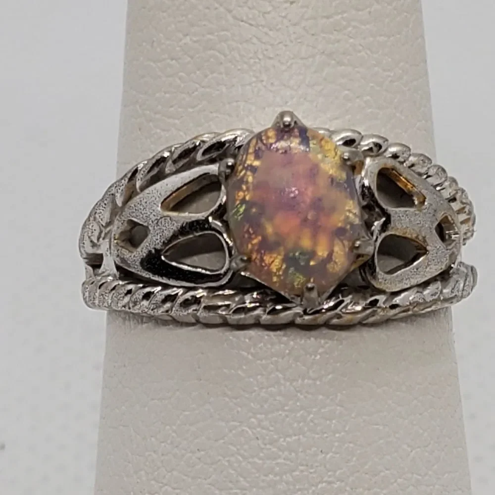 18K HGE Fire Opal Ring